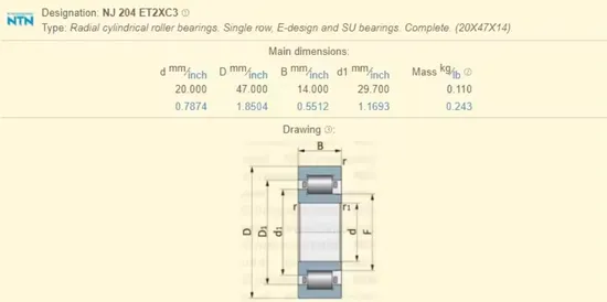 NTN-Cylindrical-Roller-Bearings-Nj204et2xc3-20X47X14mm-Nylon-Cage-Reducer-Gearbox-Roller-Bearings-Nj-204-Et2xc3-Nj204e-Nj204