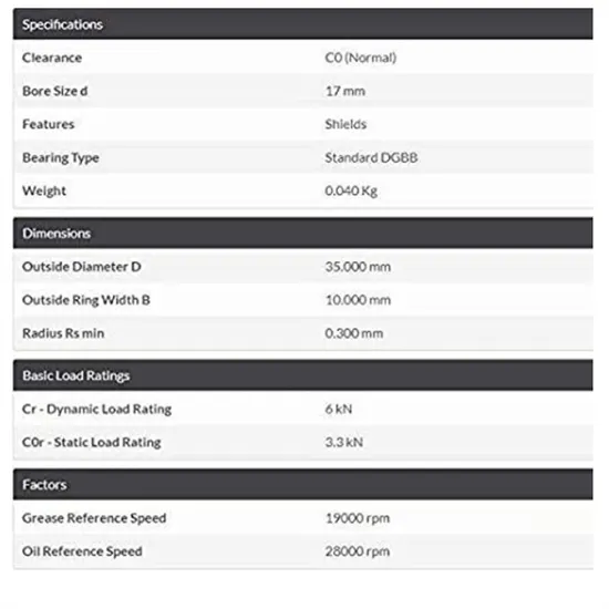 Timken-6003-Zz-Double-Metal-Seal-Bearings-17X35X10mm-Pre-Lubricated-and-Stable-Performance-and-Cost-Effective-Deep-Groove-Ball-Bearings
