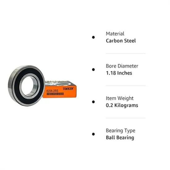 Timken-6206-2RS-2pack-Double-Rubber-Seal-Bearings-30X62X16mm-Pre-Lubricated-and-Stable-Performance-and-Cost-Effective-Deep-Groove-Ball-Bearing